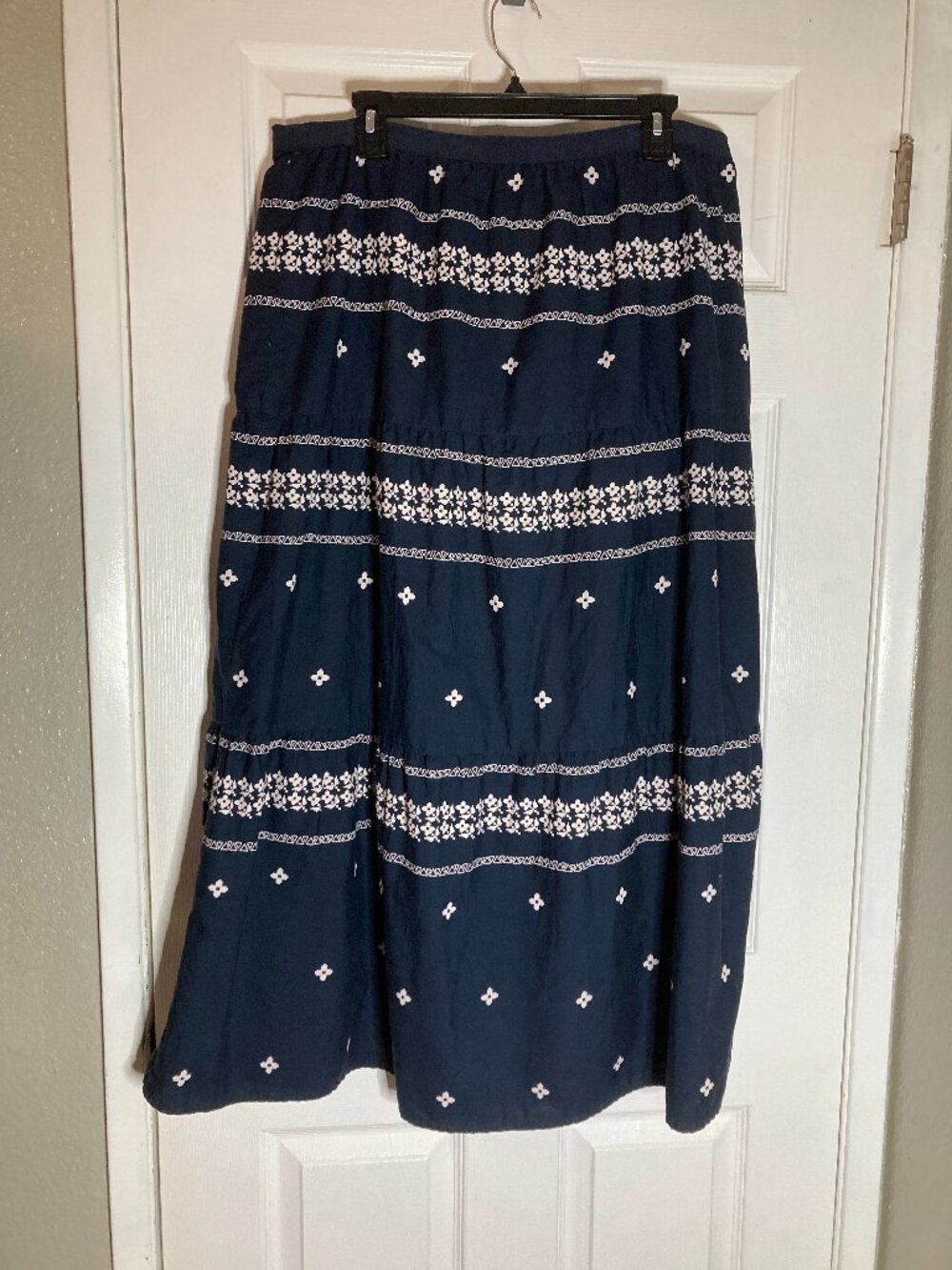 TOMMY HILFIGER Navy Blue & white Maxi Skirt XL